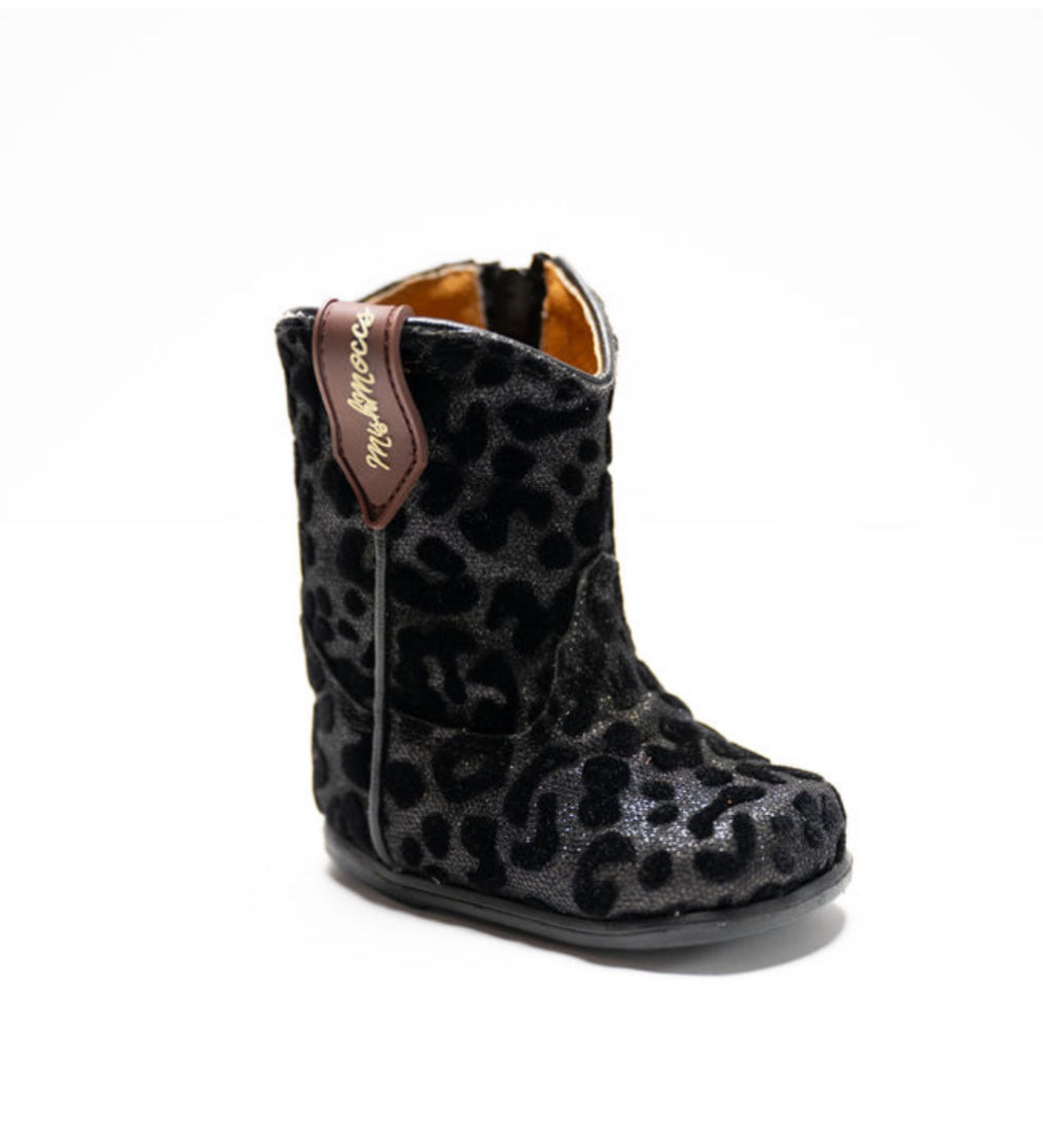 Black Leopard Princess Bootie