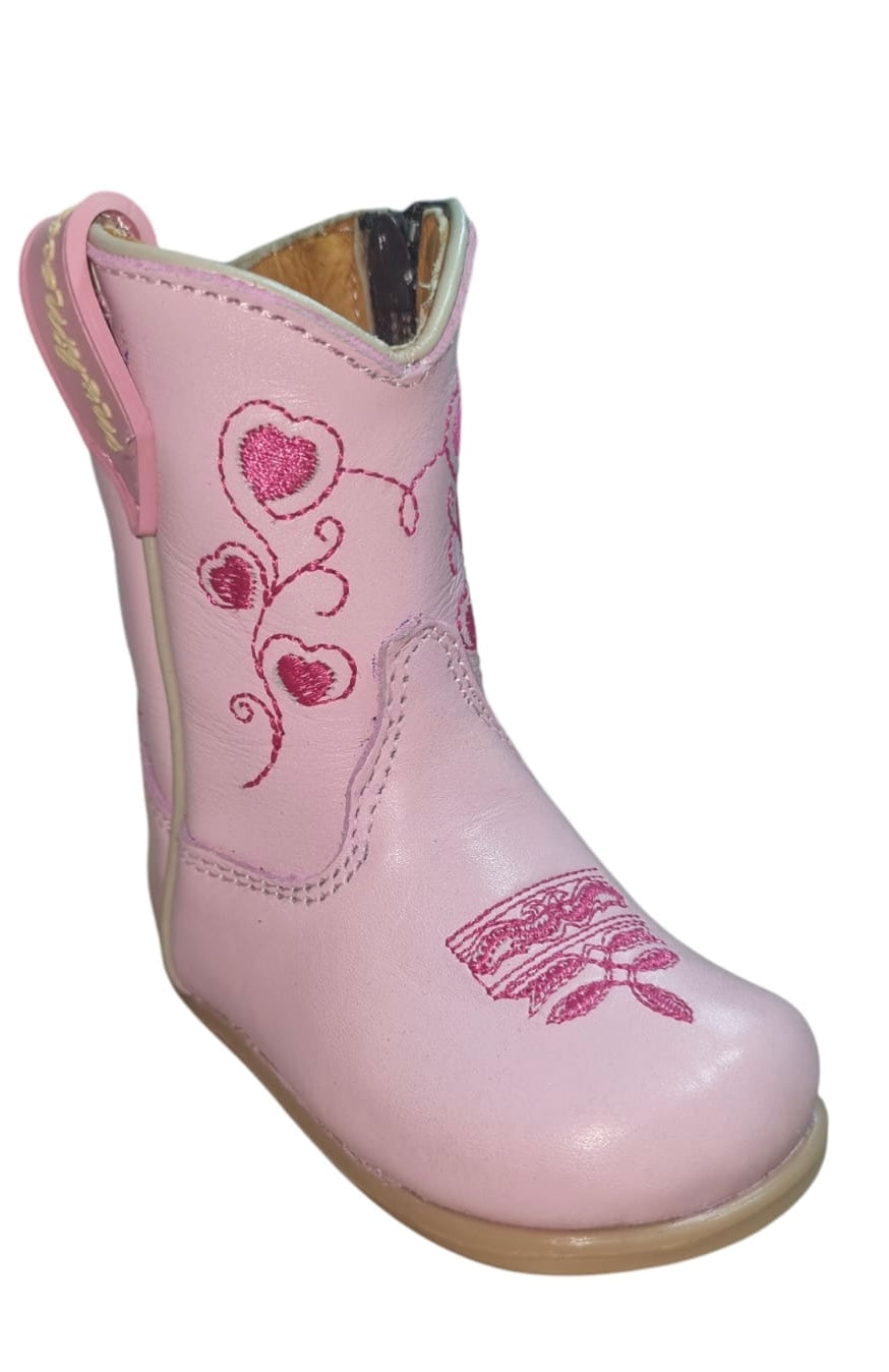 Pink Heart Baby Bootie